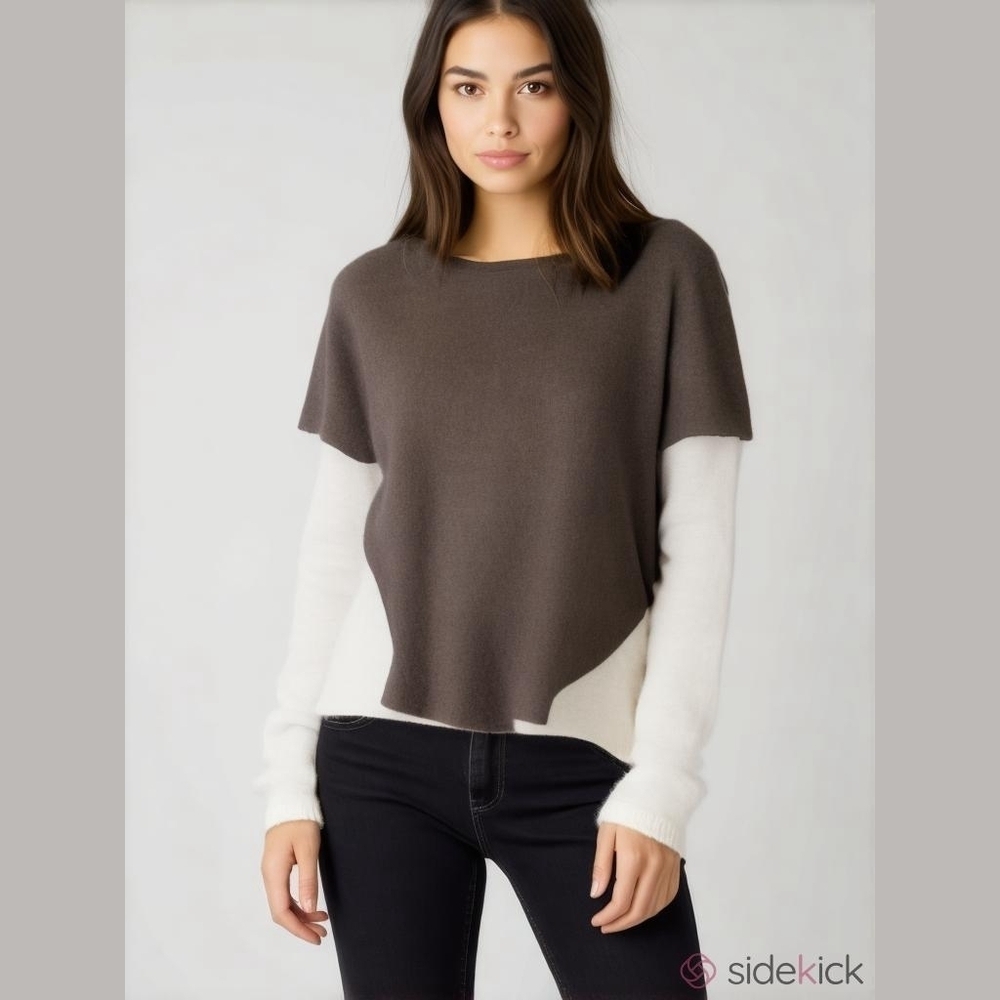 Vintage RINO ROSSI Neutrals Oversized Merino Wool Knit Sweater Size Extra-Small
